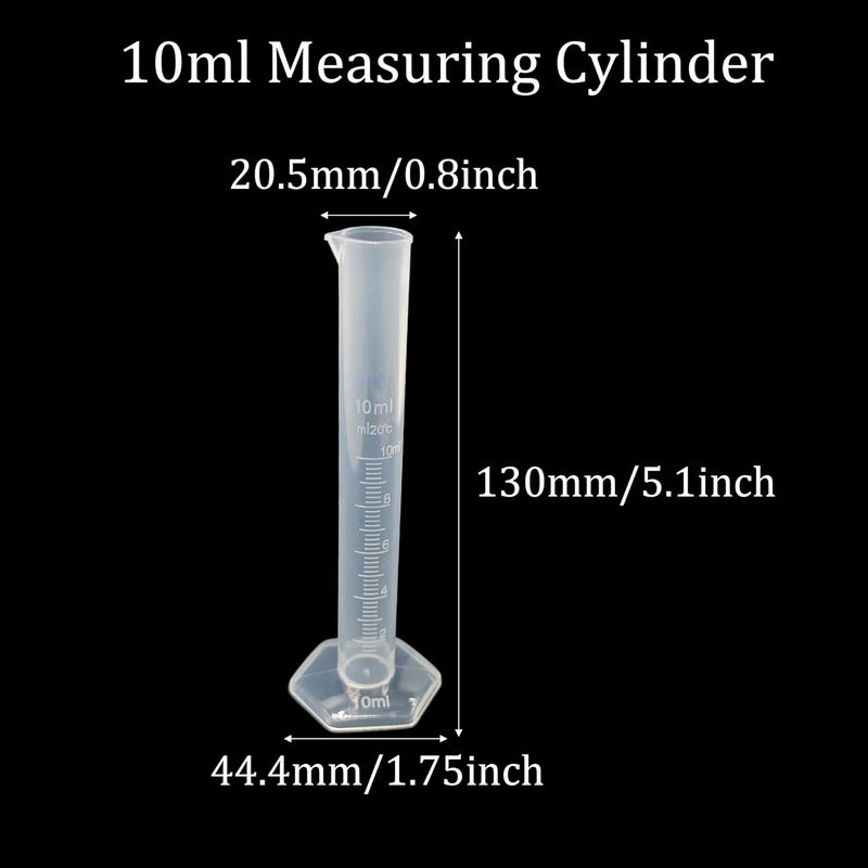 bociloy 5PCS 10ml Measuring Cylinder, Plastic Transparent Graduated Cylinder, Science Test Tube Flask, 2-Sided Bule Measuring Lines Graduated Cylinder Beaker - Image 2